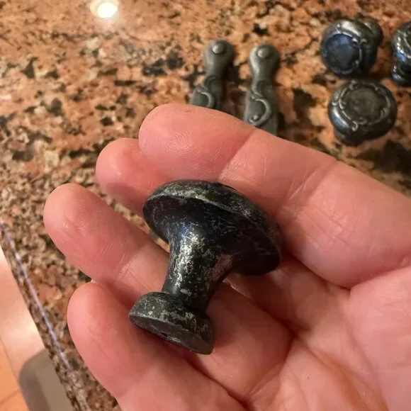 Weathered Metal Cabinet Pulls & Knob Set Pewter Door Handles Silver Drawer Knobs - Picture 8 of 9